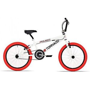 Tornado 20 inch freestyle fiets wit rode banden 200022