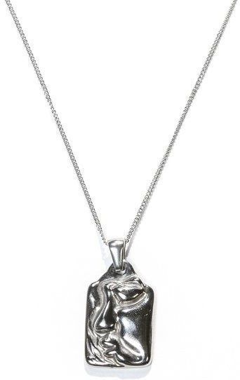 Laura Ferini Dames Ketting Faccina Zilver - Zilverkleurige Ketting met Hanger - 18K Witgoud Verguld