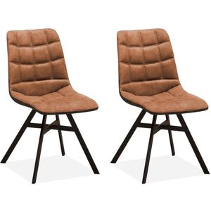MX Sofa Eetkamerstoel Nynke - Cognac (set van 2 stoelen)