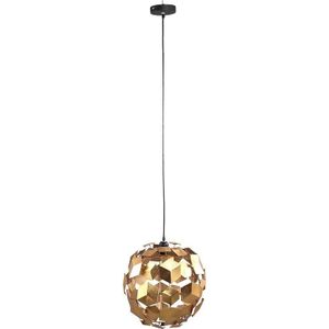 PTMD Wudy Ronde Hanglamp - H43 x Ø42 cm - Ijzer - Goud