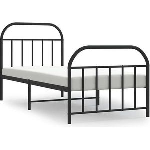 vidaXL - Bedframe - met - hoofd- - en - voeteneinde - metaal - zwart - 90x190 - cm