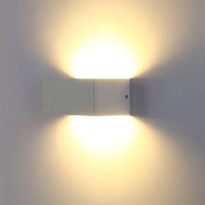 Stijlvolle LED-wandlamp - Warm wit - witte aluminium wandlamp met verlichting voor slaapkamers, woon
