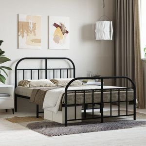 VidaXL Bedframe Metaal Zwart 120x190 cm - Hoofd- en Voeteneinde