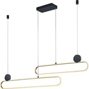 Trio leuchten - LED Hanglamp - Hangverlichting - 54W - Aanpasbare Kleur - Dimbaar - Rechthoek - Goud