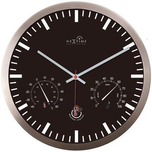 NeXtime - Stationsklok met weerstation - 25cm - Zendergestuurd - Zwart