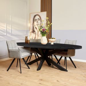 Mangoe Eetkamertafel Denver Black | Ovaal | 210 cm