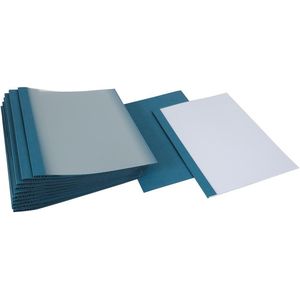 Pergamy thermische omslagen, ft A4, karton lederlook, rug van 3 mm, pak van 100 stuks, blauw