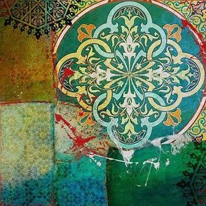 Oosterse Schilderij Mandala Groen Blauw