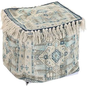 Poef DKD Home Decor Casablanca Blauw Franjes 40 x 40 x 40 cm