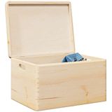 vidaXL - Houten - kist - met - deksel&handvatten - 40x30x23cm - massief - grenenhout