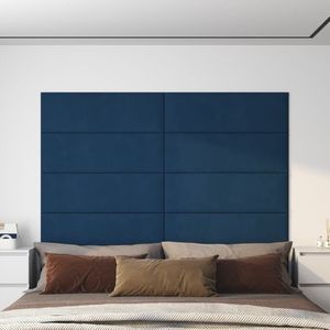 Wandpanelen 12 st 3,24 m 90x30 cm fluweel blauw