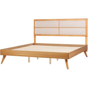 Beliani POISSY - Tweepersoonsbed - Lichthout - 180 x 200 cm - MDF