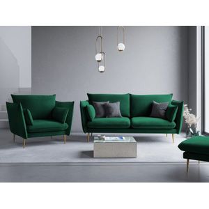 Micadoni  Fluwelen fauteuil "Agate"  1 zits - Fles groen / Goud