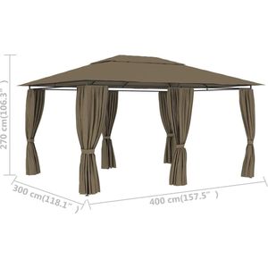 vidaXL - Tuinpaviljoen - met - gordijnen - 4x3 - m - antraciet