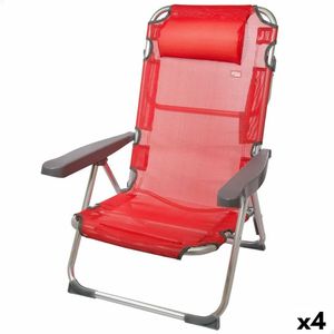 Klapstoel met Hoofdsteun Aktive Menorca Rood 48 x 90 x 60 cm (4 Stuks)