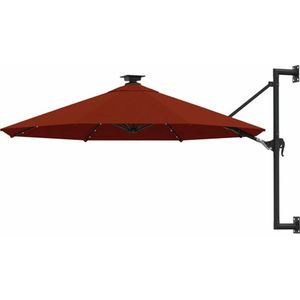 vidaXL - Wandparasol - met - LED's - 300 - cm - terracottakleurig