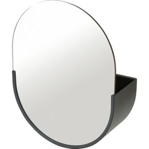 Duraline Wandopbergrek met ronde spiegel 30x42x10cm Zwart