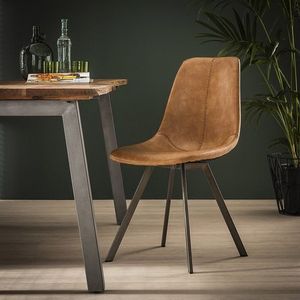 AnLi Style Stoel Zig-zag Plat Frame - Saddle PU Cowhide Bruin