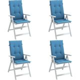 vidaXL - Stoelkussens - 4 - st - hoge - rug - 120x50x4 - cm - stof - gemêleerd - blauw
