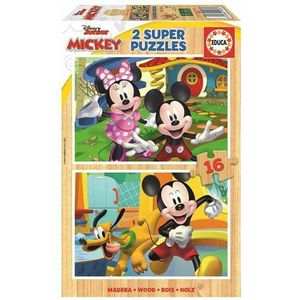Set van 2 Puzzels Mickey Mouse 19287 16 Onderdelen 36 cm