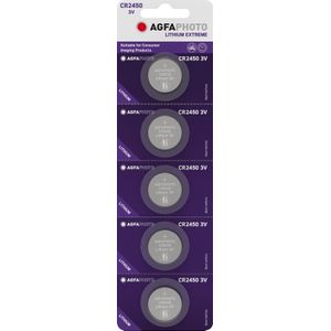 Agfaphoto Batterij Lithium, knoopcel, CR2450, 3V Extreme, retailblister (5-pack)