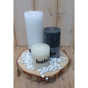 Bolsius - 3-delige set kaarsen zwart, sneeuwwit en cremewit, grindkleur: wit, dia. circa 30 cm