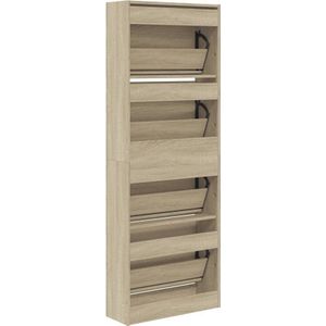 Schoenenkast 60x21x163,5 cm bewerkt hout sonoma eikenkleurig