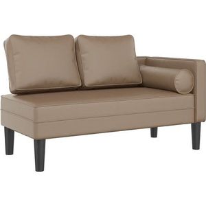 vidaXL - Chaise - longue - met - kussens - kunstleer - cappuccino