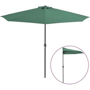 vidaXL - Balkonparasol - half - met - aluminium - paal - 300x155 - cm - groen