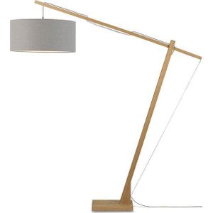 Vloerlamp Montblanc Bamboe H.207/kap 60x30cm Eco Linnen, Lichtgrijs