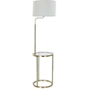 Vloerlamp DKD Home Decor Gouden Metaal Polyester Linnen Wit Glam (43,5 x 40 x 154 cm)