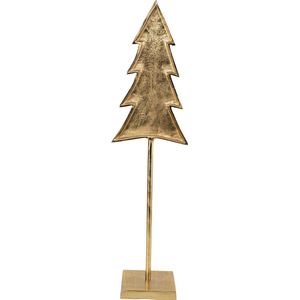 Decoratie kerstboom op voet metaal goud 22x16x84cm