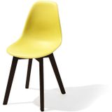 Keeve Stapelbare stoel geel, berkenhouten frame en kunststof zitting - SET VAN 4