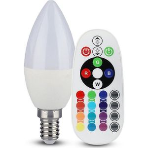 V-TAC VT-2214  LED Lampen - Kaars E14 RF RGB - IP20 - Wit - 3,5 Watt - 320 Lumen - RGB+6400K