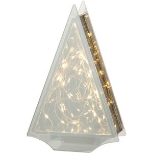 J-Line decoratie kerstoom Driehoek - glas - goud - LED lichtjes - medium