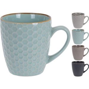 Set van 4x stuks luxe gekleurde stoneware bekers/koffiekopjes 300 ml