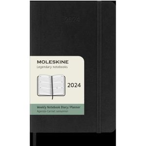 Moleskine 12M Agenda Weekly Horizontal Pocket Black Soft Cover