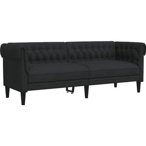 vidaXL - Driezitsbank - Chesterfield-stijl - stof - zwart