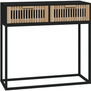 vidaXL - Wandtafel - 80x30x75 - cm - bewerkt - hout - en - ijzer - zwart