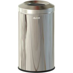 ALDA, Brandwerende prullenbak – 20L - 43xØ24 cm – zilver – afvalbak - vuilnisbak
