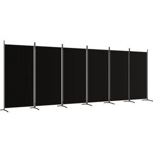 vidaXL - Kamerscherm - met - 6 - panelen - 520x180 - cm - stof - zwart