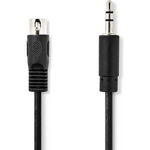 DIN-Audiokabel | DIN 5-Pins Male - 3,5 mm Male | 1,0 m | Zwart Nedis