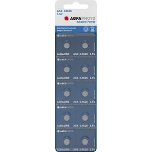 Agfaphoto Alkaline-batterij, knoopcel, LR626, AG4, 1,5 V voeding, blisterverpakking (10-pack)