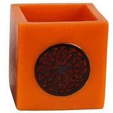 Marokkaanse Waxinelichthouder Oranje Ø 12 x 12cm-Rond patroon