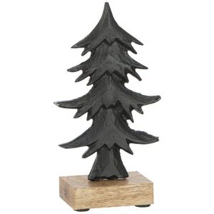 J-Line dennenboom Ori op voet - hout/aluminium - zwart - small - 2 stuks