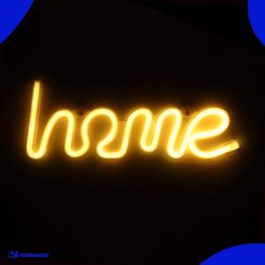 Neon Lamp - Home Geel - Incl. 3 Batterijen - 12 x 34 cm