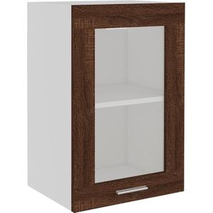 VidaXL Wandkast 40x31x60 cm Glas en Bewerkt Hout Bruineikenkleurig