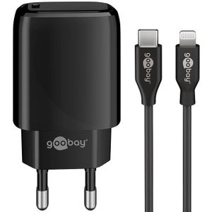 Goobay Lightning/USB-C™ PD oplaadset (20 W) - USB-C™ voedingsadapter 20 W inclusief USB-C™ naar Ligh
