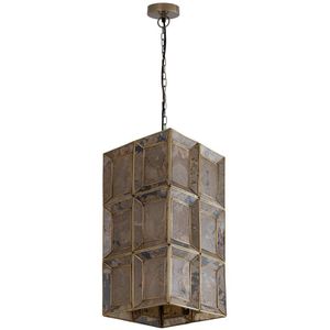 PTMD Layra Hanglamp - 24x24x45 cm - Steen - Messing