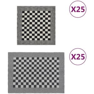 vidaXL-50-delige-Keukendoekenset-katoen-zwart-en-wit